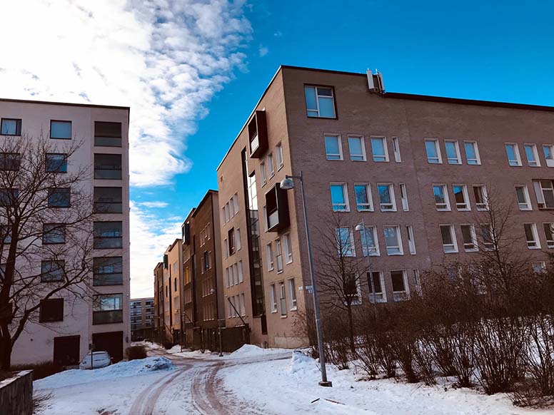 Kerrostaloja Vallilassa Helsingissä