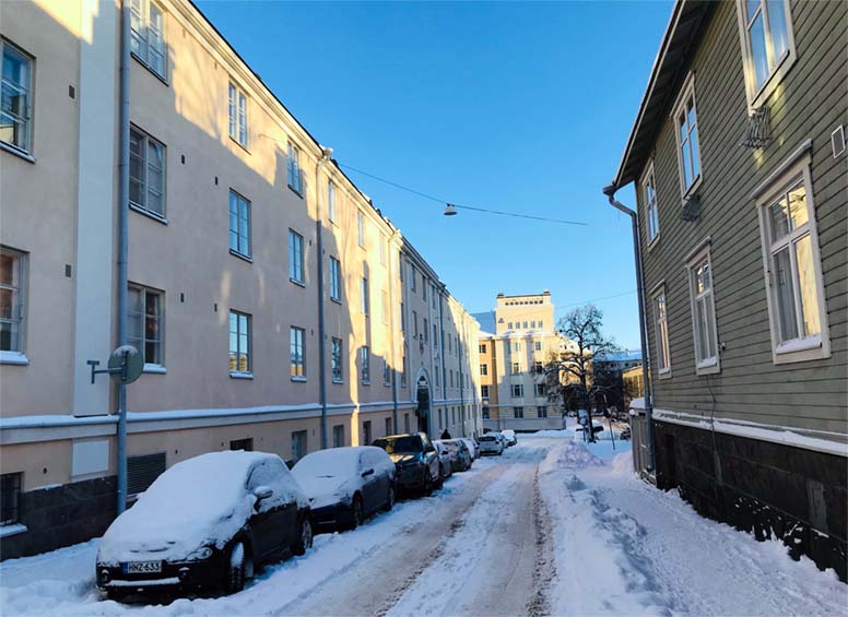 Taloja Vallilassa tammikuu Helsinki