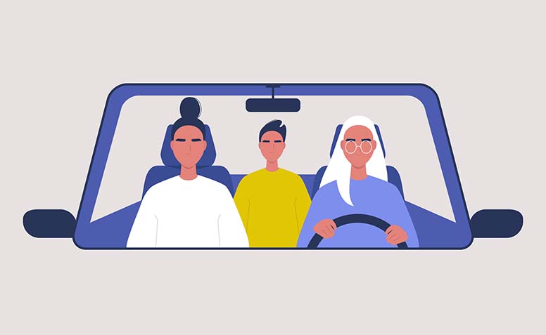 Kolme naista autossa