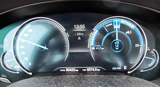 EcoPro-ajotilassa nopeusmittarin asteikko loppuu 130 km/t kohdalla ja kierroslukumittari vaihtuu ekomittariin. 