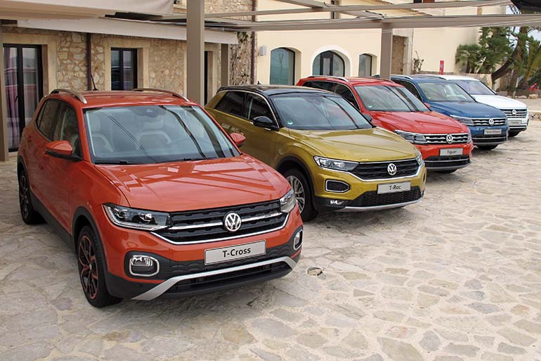 Volkswagenilla on nyt peräti viiden mallin sarja erikokoisia katumaastureista: T-Cross, T-Roc, Tiguan, Tiguan All Space ja Touareg.