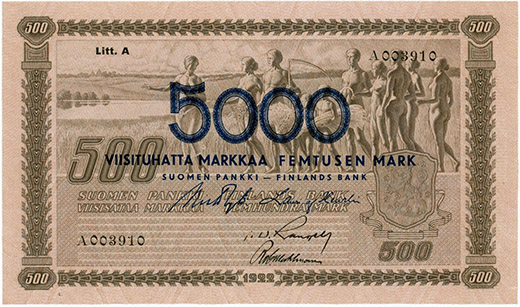 Holmaston rahahuutokaupan kalleimmaksi nousi erittäin harvinainen 5 000 markan päällepainamaseteli vuodelta1939. Se on alun perin ollut 500 markan seteli vuodelta 1922 Litt A. Allekirjoitukset ovat Risto Rytin ja Lauri af Heurlinin.  Lähtöhinta oli komeat 15 000 euroa, mutta siitä hinta nousi huutomaksuineen noin 27 000 euroon. Samanlainen päällepainamaseteli on myyty Suomen Numismaattisen Yhdistyksen huutokaupassa vasarahintaan 16 000 euroa, jonka päälle tuli 16 prosentin huutomaksu, mutta kunto selittää varmaan ainakin osa suuresta hintaerosta.