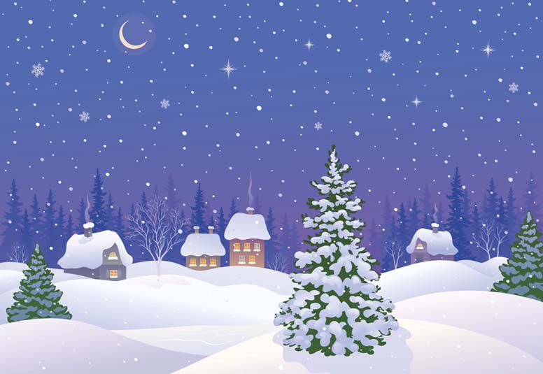 Taloja talvisessa maisemassa