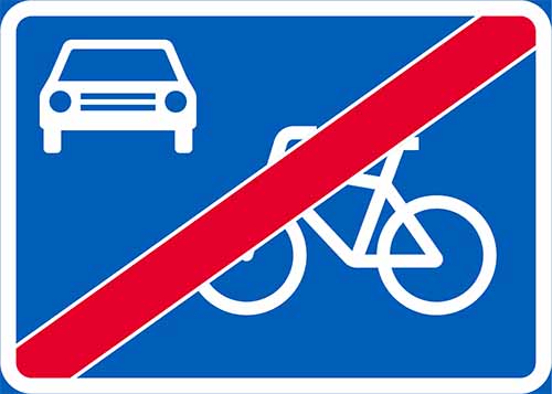 Pyöräkadun päättymismerkki Kuva: Traficom