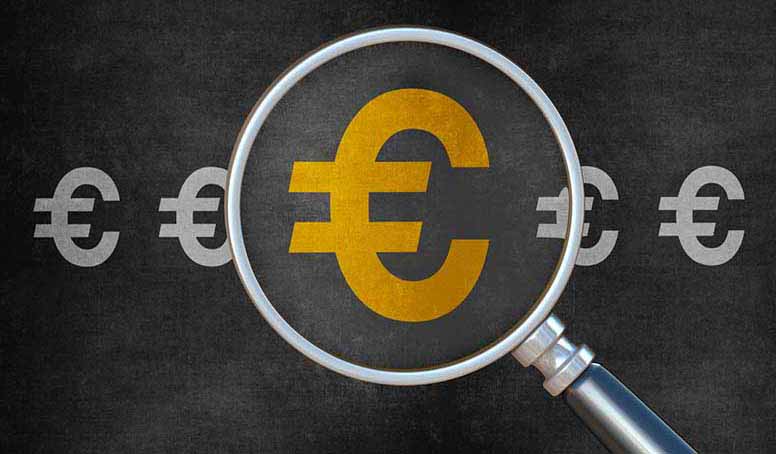 Keltainen eurosymboli  ja tulot