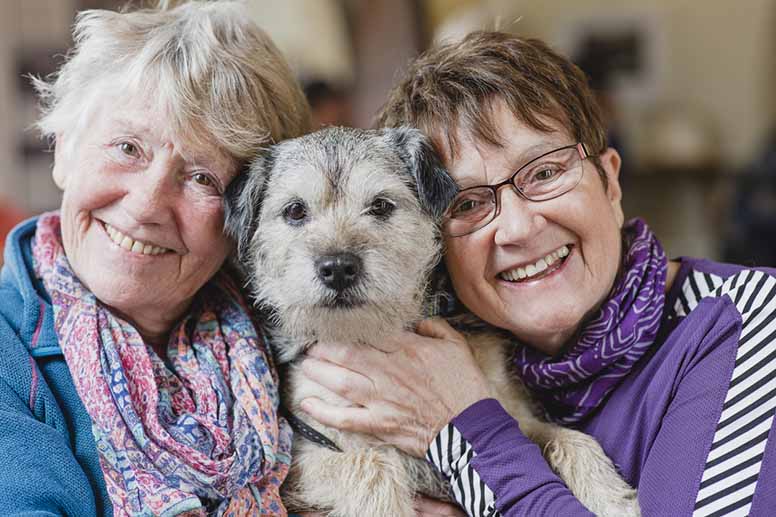 Koira ja kaksi naista