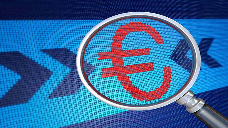 Eurosymboli ja suurennuslasi, pikseleitä