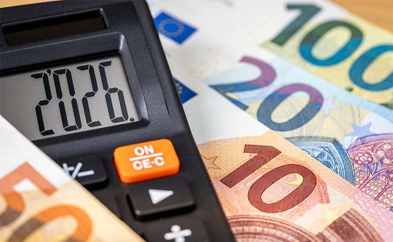Vuosi 2026, laskin, euroseteleitä