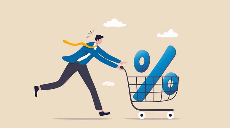 Prisenttimerkki kitää ostoskärryssä