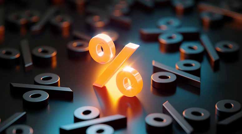 Prosenttimerkki loistaa valoa