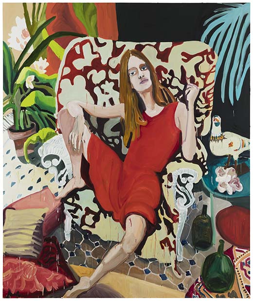 Jenni Hiltunen: Woman on a Chair, 2016.  Oil on canvas. 250 x 210 cm. Kuva Galerie Forsblom.