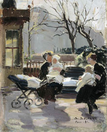 Santeri Salokivi: Puisto Pariisissa, 1921. &Ouml;ljy kankaalle, liimattu pahville, 41,5cm x 34,0 cm. Antellin kokoelmat. Kansallisgalleria / Ateneumin taidemuseo. Kuva: Kansallisgalleria / Pirje Mykk&auml;nen.