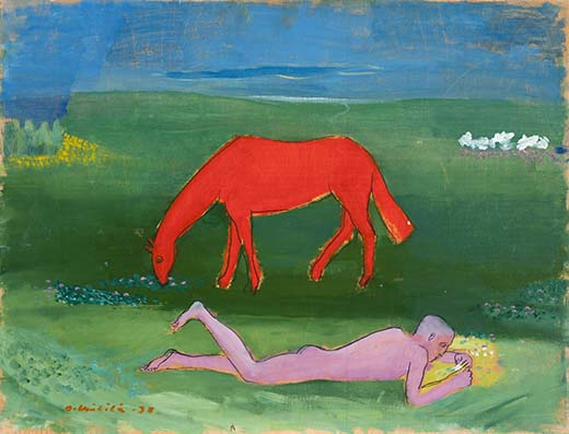 Otto Mäkilä: Poésie, 1938. Öljy vanerille 46 cm x 60 cm. Turun taidemuseo. Kuva: Vesa Aaltonen
