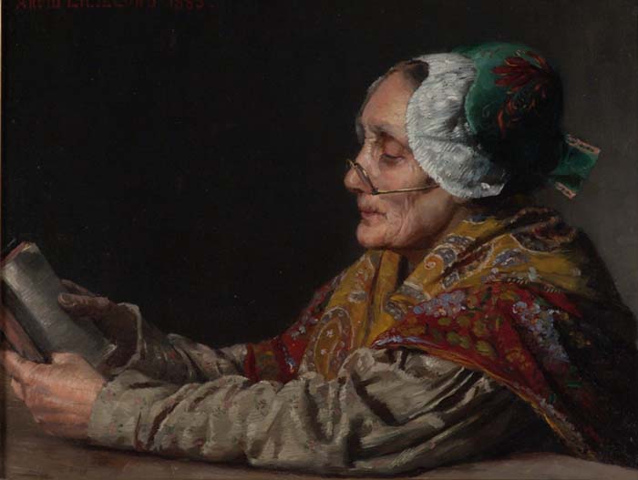 Arvid Liljelund: Lukeva eukko. 1883. Öljy kankaalle. 26,5 cm x 34 cm. Kuva: Kansallisgalleria / Harri Alho