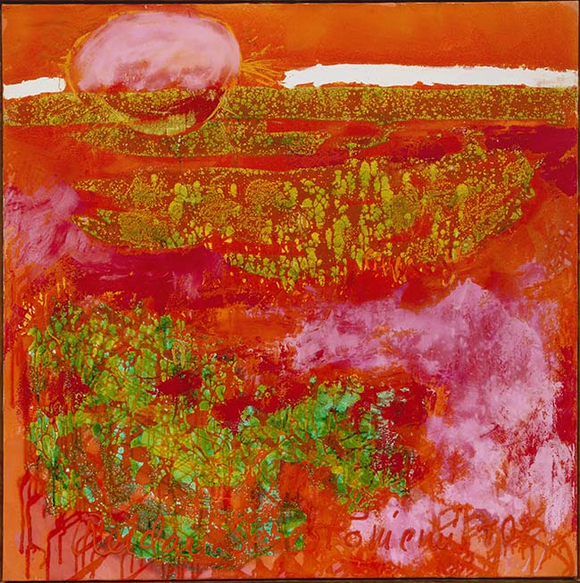 Reidar Särestöniemi: Punapartainen jänkä. 1970. Öljy ja tempera. 130 cm x 130 cm. Kansallisgalleria, Ateneumin taidemuseo. Kuva: Kansallisgalleria, Hannu Pakarinen